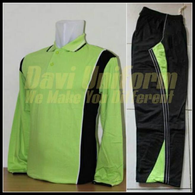 Kaos Olahraga / Stelan Baju Trening Lengan Panjang / Stelan Senam Warna Hijau Stabilo