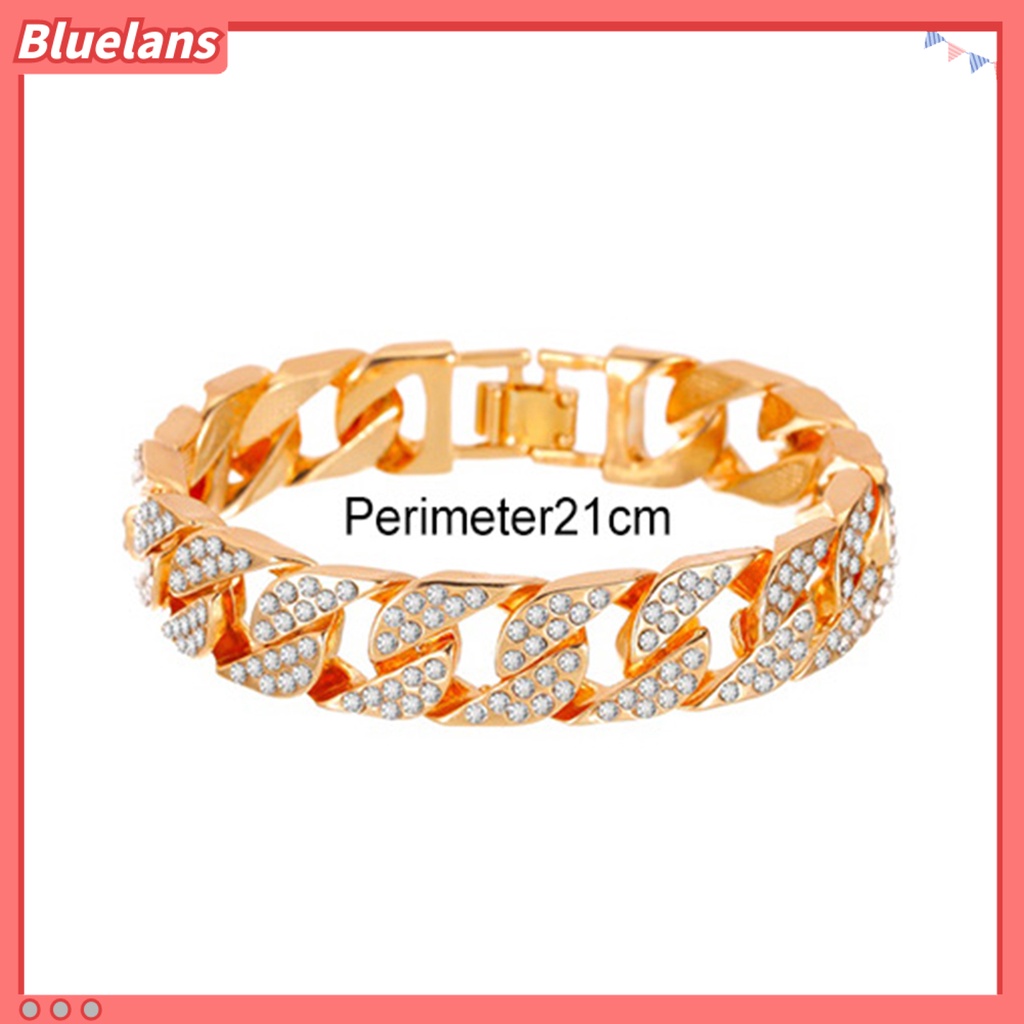 Bluelans Fashion Women Rhinestone Inlaid Cuban Link Chain Bracelet Bling Jewelry Gift