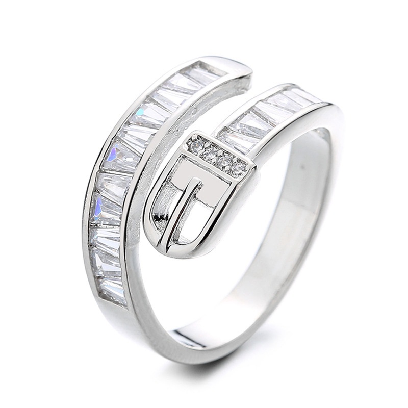 Fancyqube Cincin Rantai Bahan Logam Hias Kristal Zirkon Bling Dapat Disesuaikan Untuk Wanita