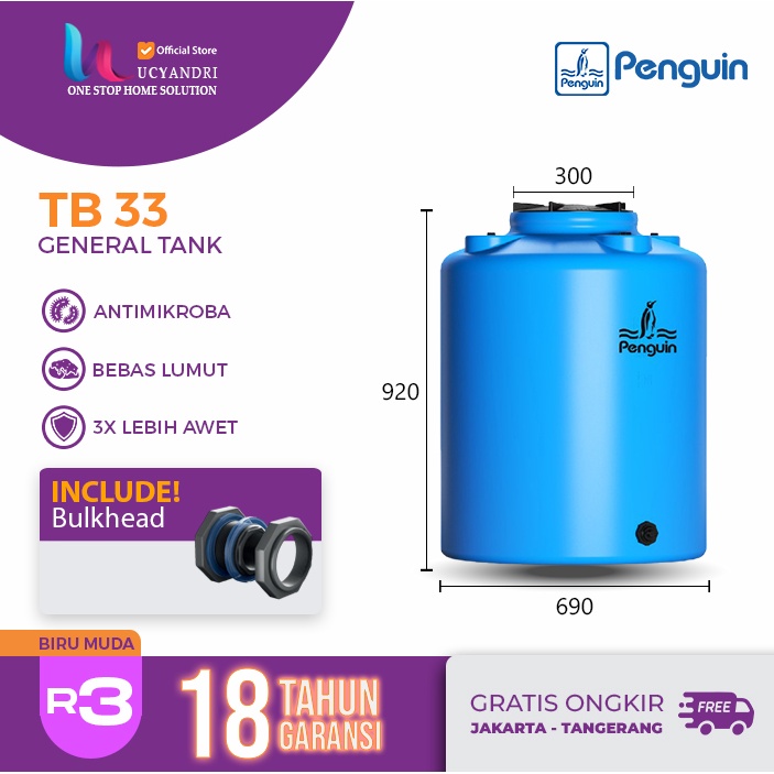 Tangki Air, Tandon Air, Toren Air, Penguin TB 33, 300 L