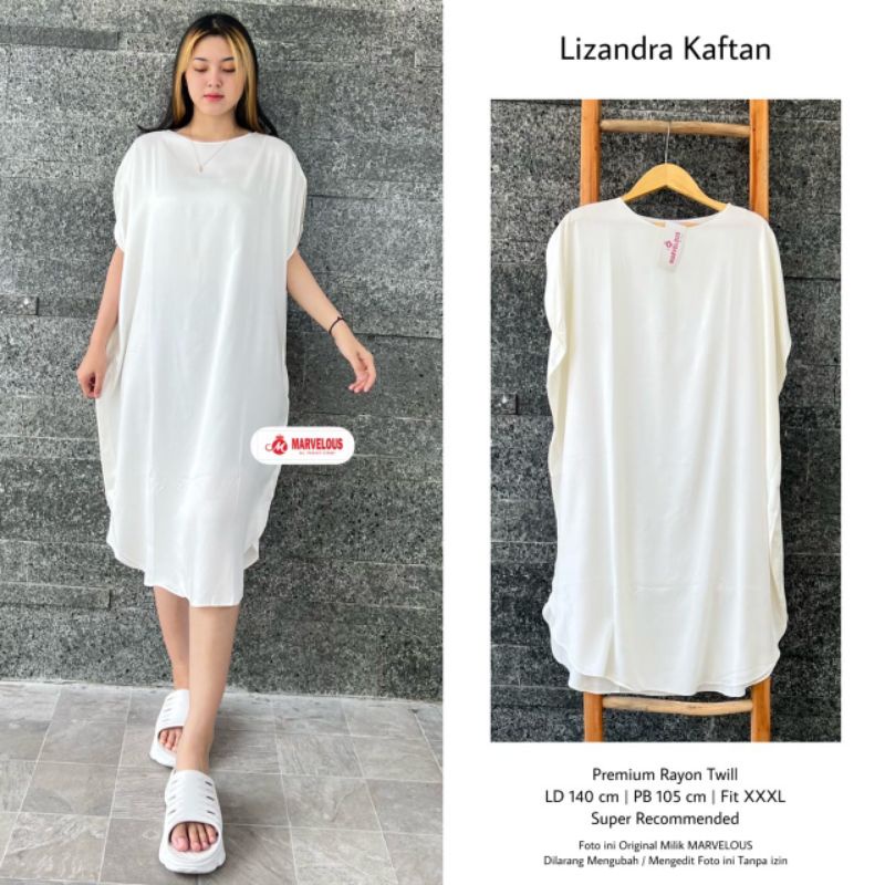 LIZANDRA KAFTAN BY MARVELOUS / KAFTAN WANITA MUSLIMAH / Lengan pendek rayon twill LD jumbo