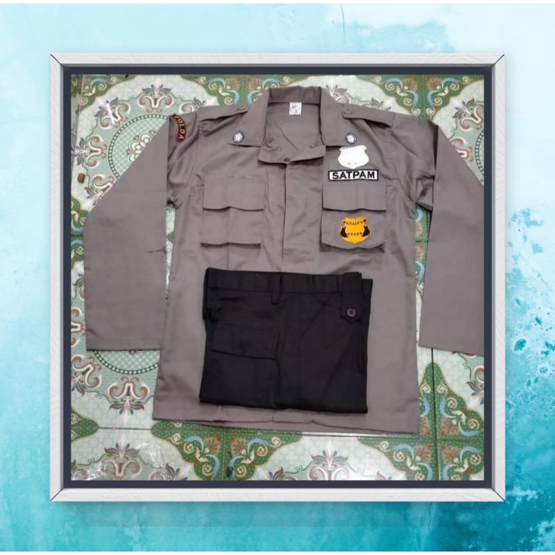 1 stel Atasan bawahan bisa cod seragam satpam security pdl pdhsecurity warna coklat tua cream krem crem bahan tebal original terbaru 2023-2024/seragam pdl satpam/seragam pdh pdl security terbaru bahan American drill warna coklat gelap krem cream crem