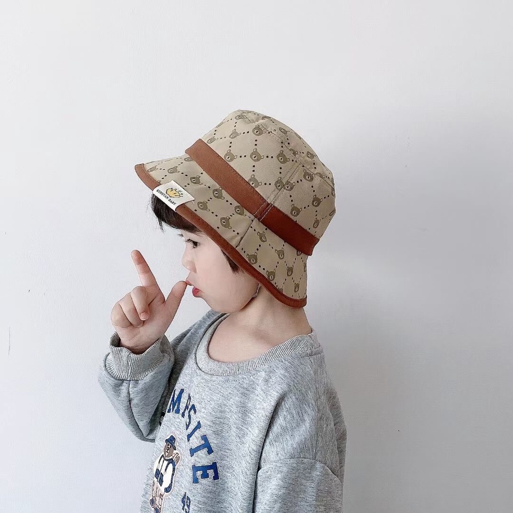 COD- Topi dan bucket hat anak laki laki impor korea usia 1-5 tahun / topi anak lucu premium Ala korea Motif Mini Bear