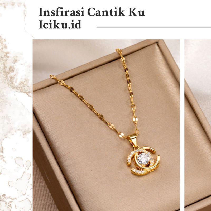 Kalung Titanium Wanita Anti Karat Necklace Titanium Berlian Anti Pudar