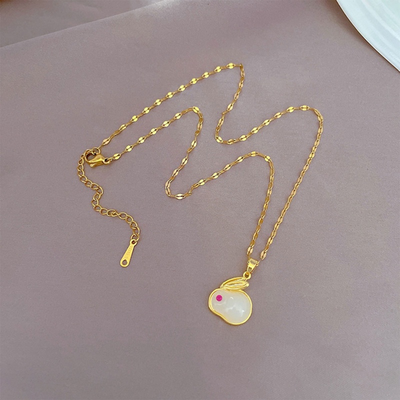 Kalung Sterling Silver 925 Hias Giok Hetian Kelinci Untuk Wanita