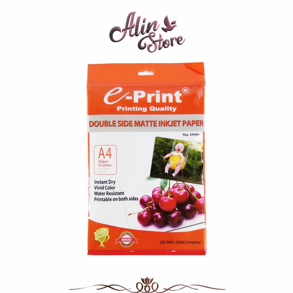 

Kertas Double Side Matte Inkjet Paper A4 220gr 20 Sheets E-print