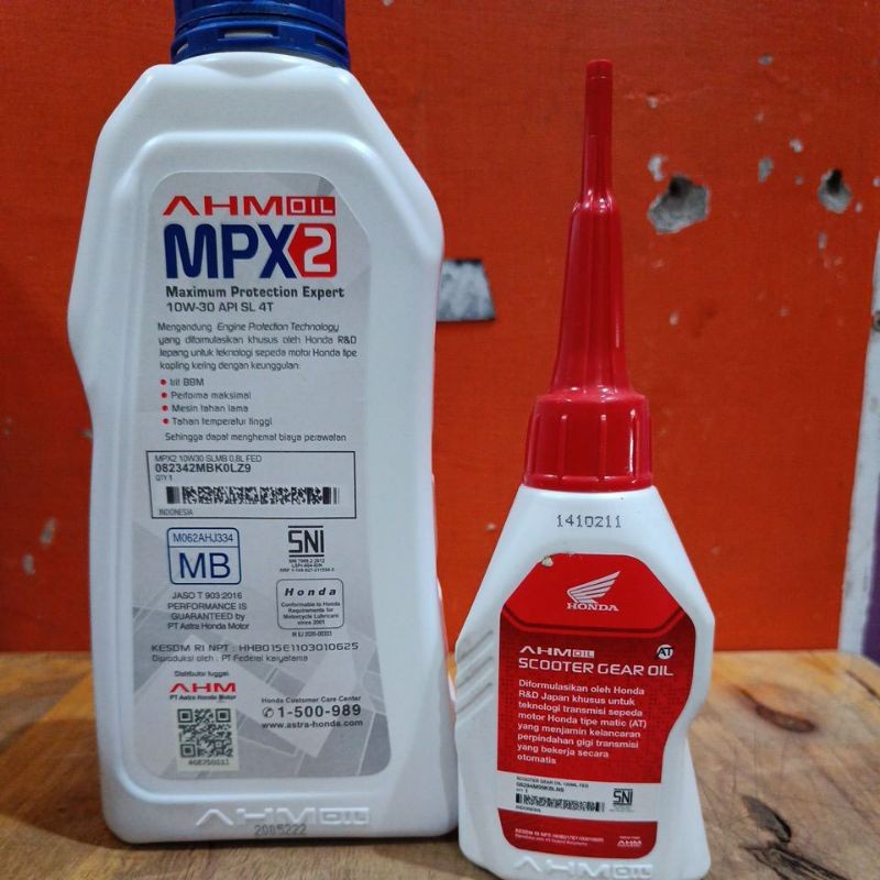 Paket Oli Mpx2 800ml + Oil Gardan Ahm Gear Oli Mesin Motor Matic