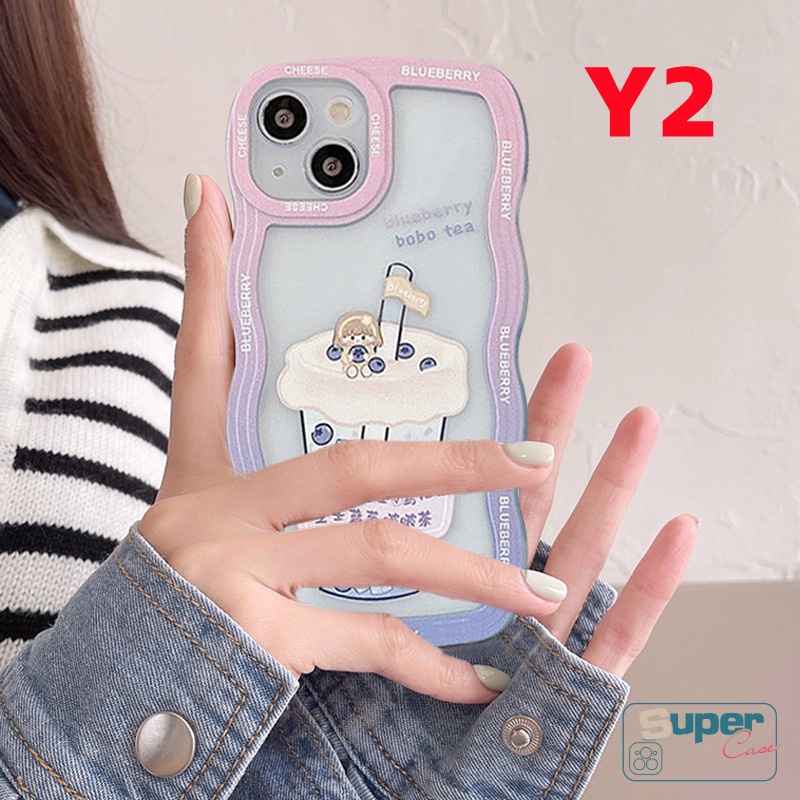 Casing Untuk Realme C53 C35 C33 C25 C12 C11 C55 C30 C15 C25Y C3 10 8 9 8i 9i 7i 5i 6i 8Pro 7 9Pro+C25s C17 C20 C21Y C20A 5 5s Bingkai Gelombang Summer Milk Tea Shockproof Bumper Lembut Sarung