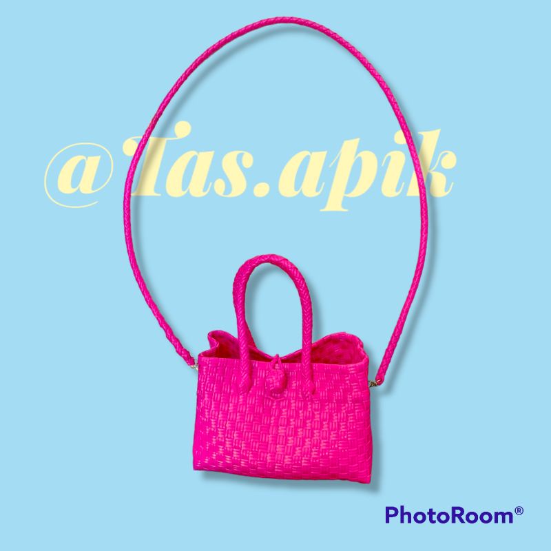 tas anyaman plastik slempang cantik plus pengait bisa dilepas