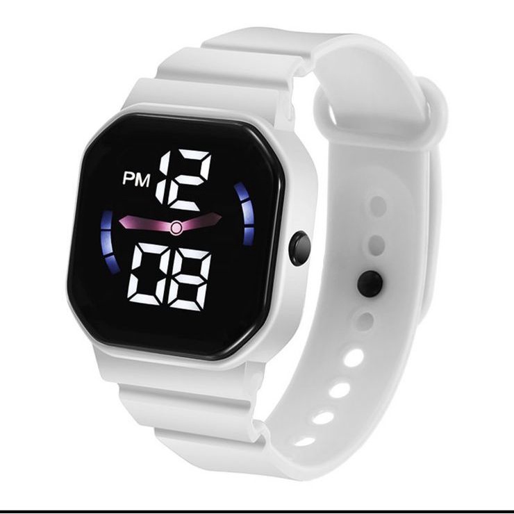JAM TANGAN PRIA WANITA DIGITAL LED RUBBER KOTAK PERSEGI STRAP RUBBER C1-7 HITAM FASHION KARET ANALOG QUARTZ MEWAH ELEGAN
