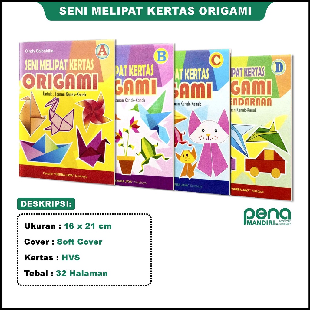 Paket isi 4 Buku TK Seni Melipat Kertas Origami Serba Jaya (Harga 1 paket)