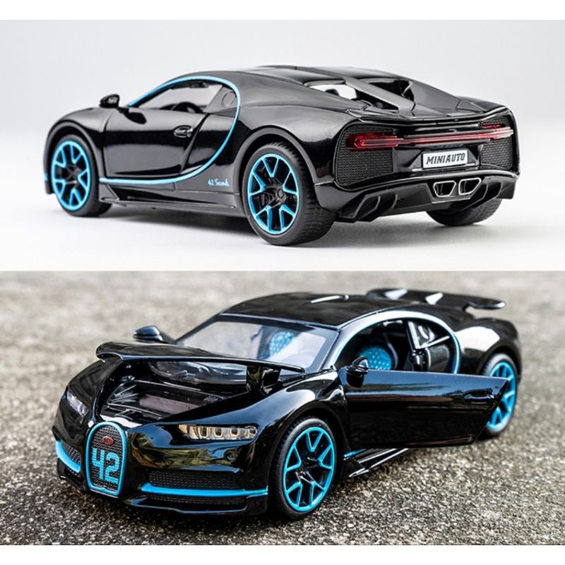 Diecast Mobil Sport Bugatti Chiron Miniatur Mobil Mobilan Pajangan 1:32