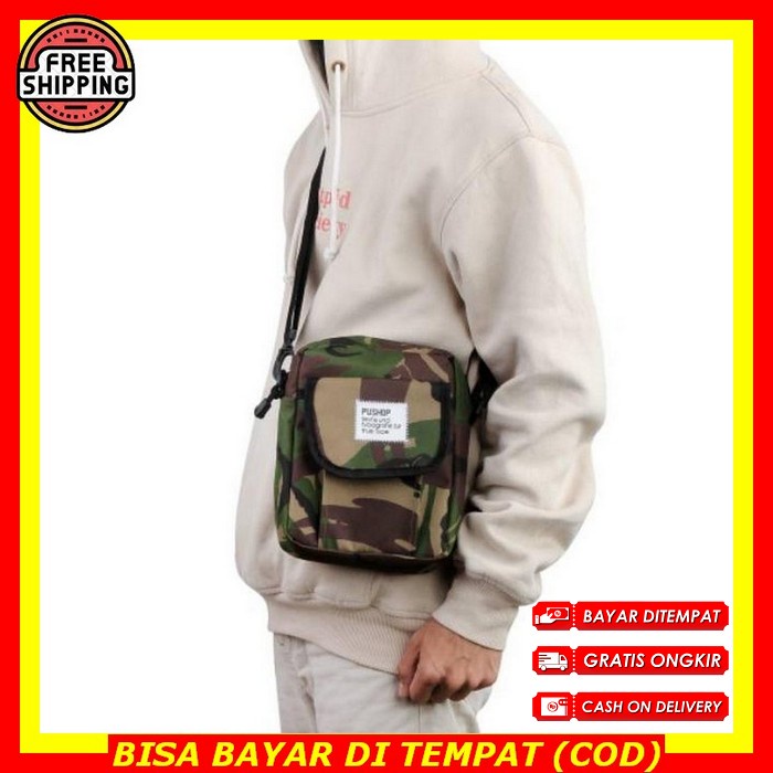 Tas Selempang Pria Slempang Mini Cowok Slingbag Waterproof Sling Bag Canvas Original Keren Branded T