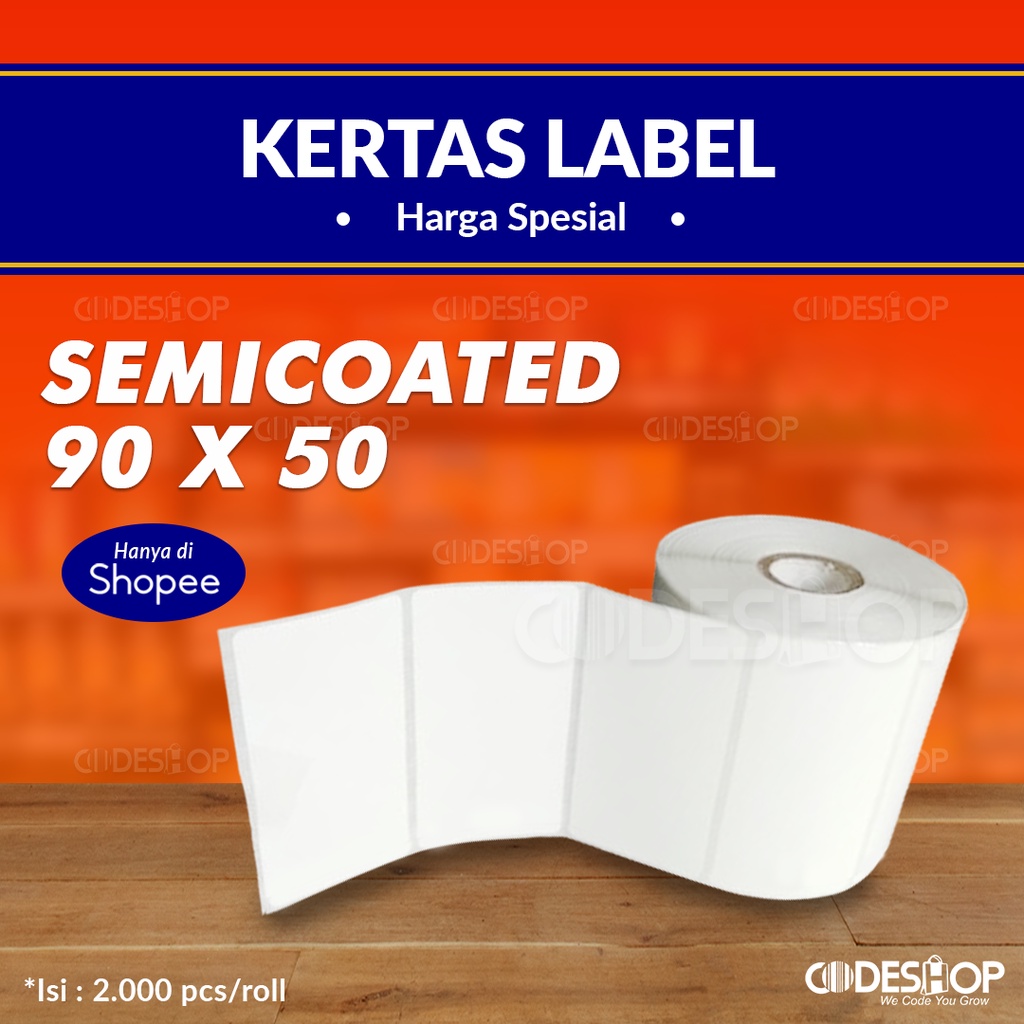 Kertas Label Semicoated 90x50 1 Line 2000pcs 90 x 50