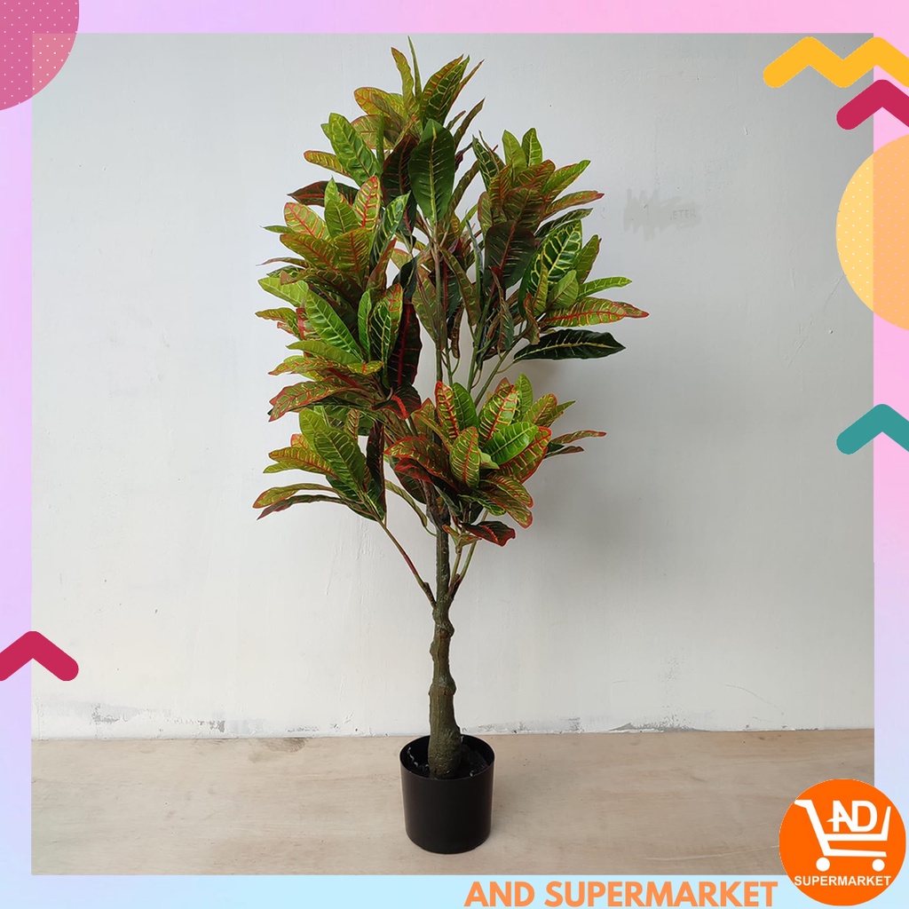 AND / COD / Tanaman Pohon Hias Plastik Dekorasi Ruangan Rumah Artificial Croton Plant Tanaman Hias PBP81