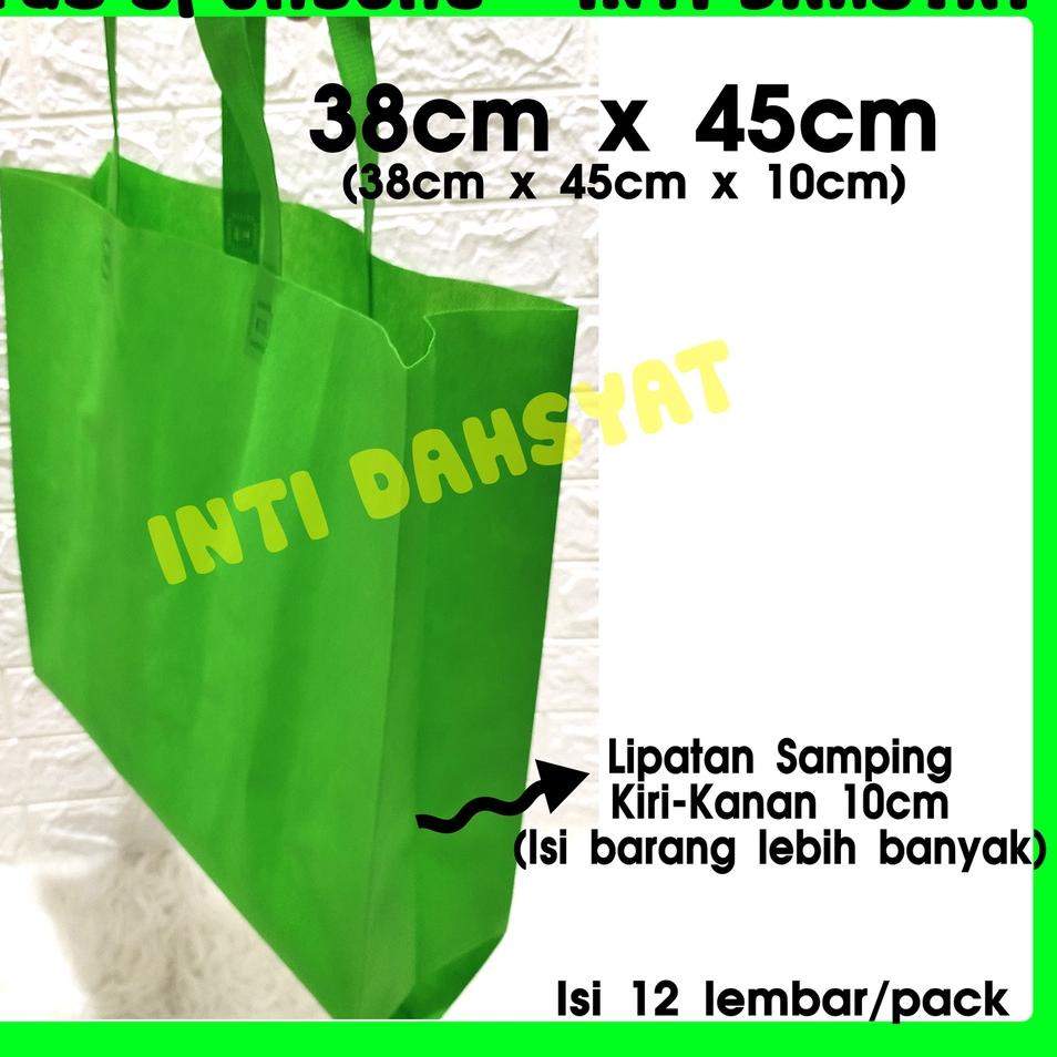 

[PRODUK PDZ7V] Tas Spunbond Goodie Bag Non Wooven Handle Lipat Samping 38x45+10 (isi 12lembar/Lusin) Tas Sembako Besar PALING T90