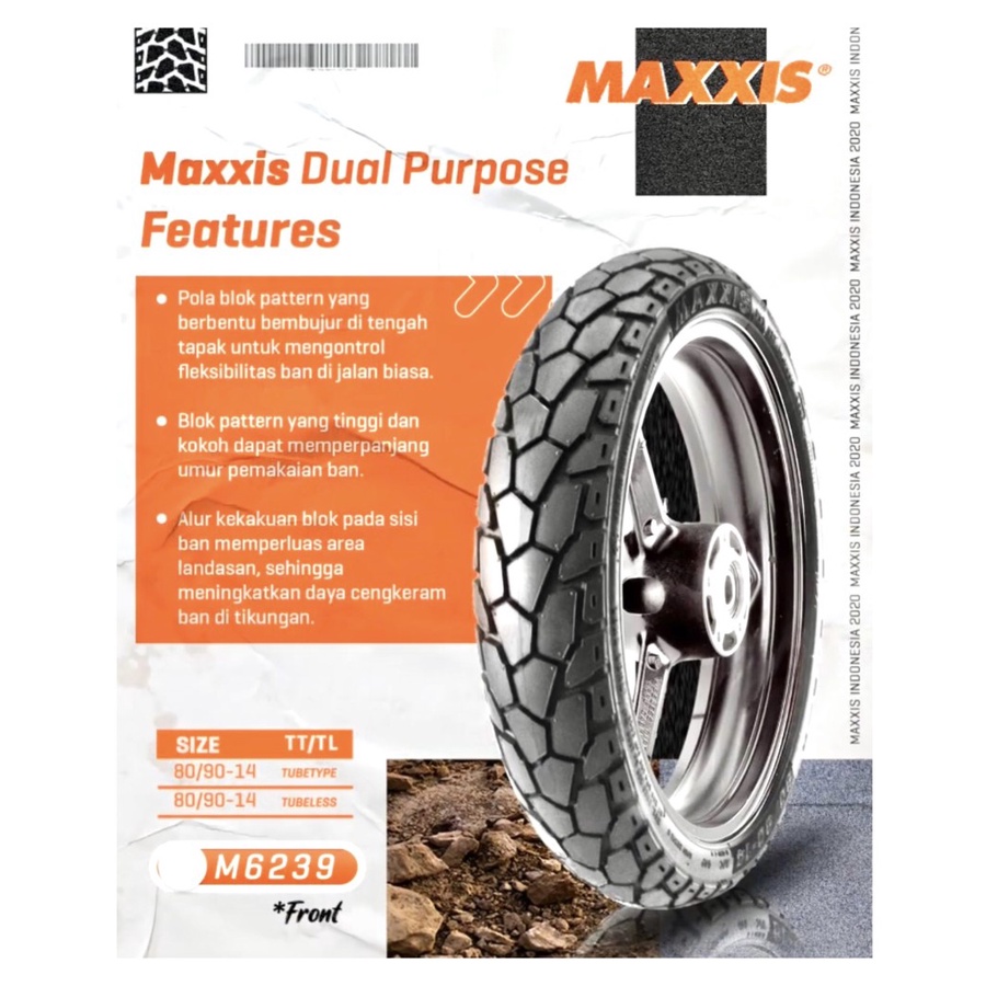 Ban Maxxis M6239 Dual Purpose 80/90-14