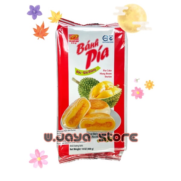 

Banh Pia Bakpia Kacang Hijau dan Durian Asli Vietnam 400g