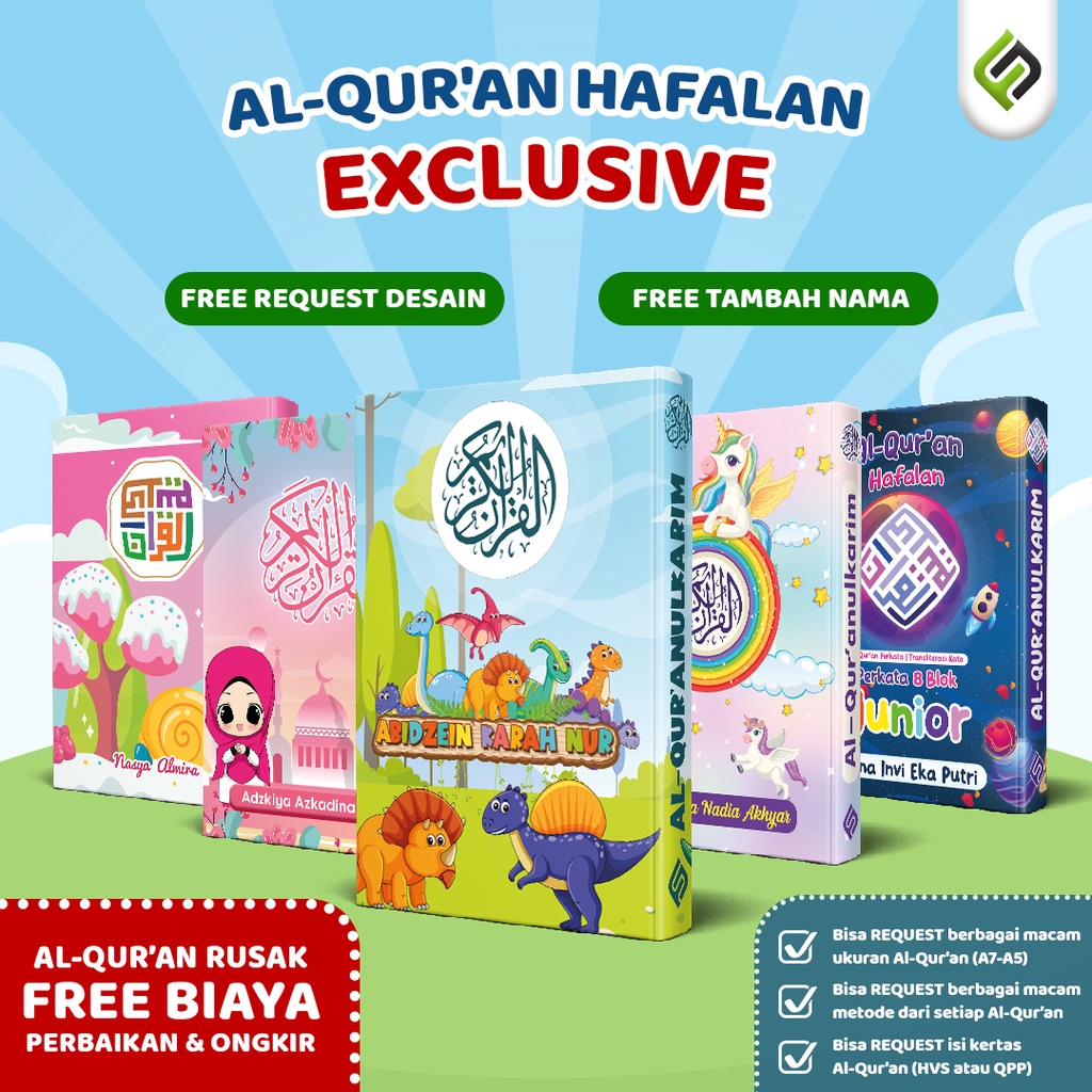 AL QURAN Custom Nama - Al Qur'an HAFALAN 8 Blok full Warna - Kualitas Premium