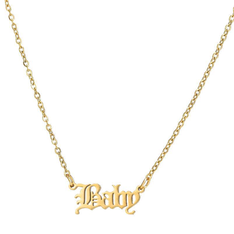 Artistic Letter Collar Chain Gothic Angel Princess Prince Pendant Harajuku Baby Girl Necklace Best Friend Gift