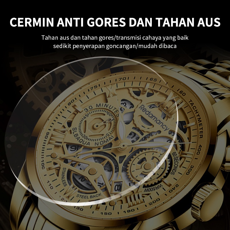 Redamancy Original Jam Tangan Pria Luxury Arloji tahan airStainless Steel Watch Jam tangan bercahaya