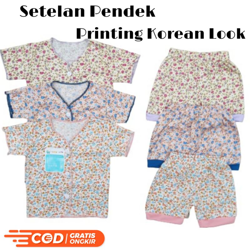 24pcs Paket perlengkapan baju celana bayi baru lahir, 3-6 dan 6-12 bulan kado motif perempuan printing korean look  SNI promo 9.9