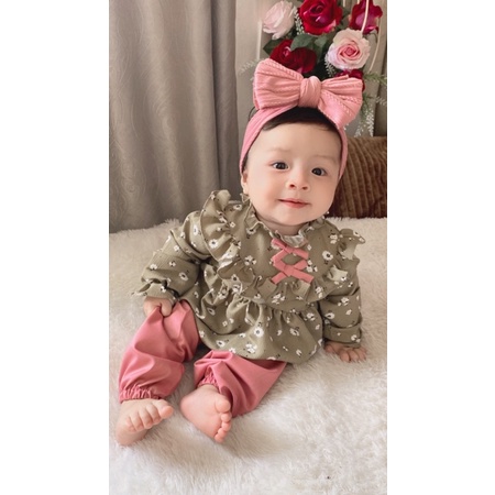 setelan anak perempuan baju anak perempuan lengan panjang baju muslim anak tunik anak one set rayon balita 1 2 3 tahun ARIANA KIMI CRINKLE SET