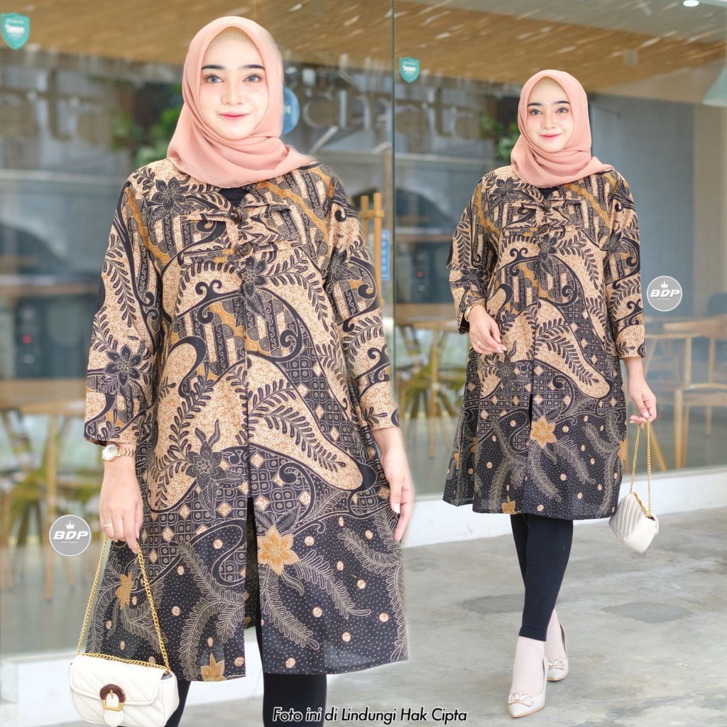 Baju Batik Wanita Modern M L XL XXL Atasan Batik Kerja Wanita Blouse Batik Kantor Seragam Batik Modern