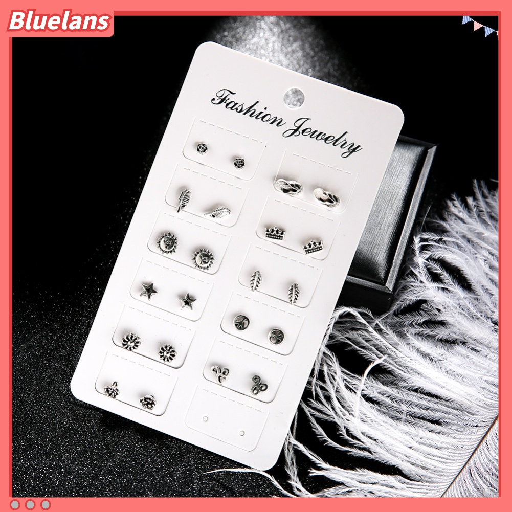 11 Pasang / Set Anting Stud Bentuk Bunga Daun Kecil Gaya Bohemia Untuk Wanita