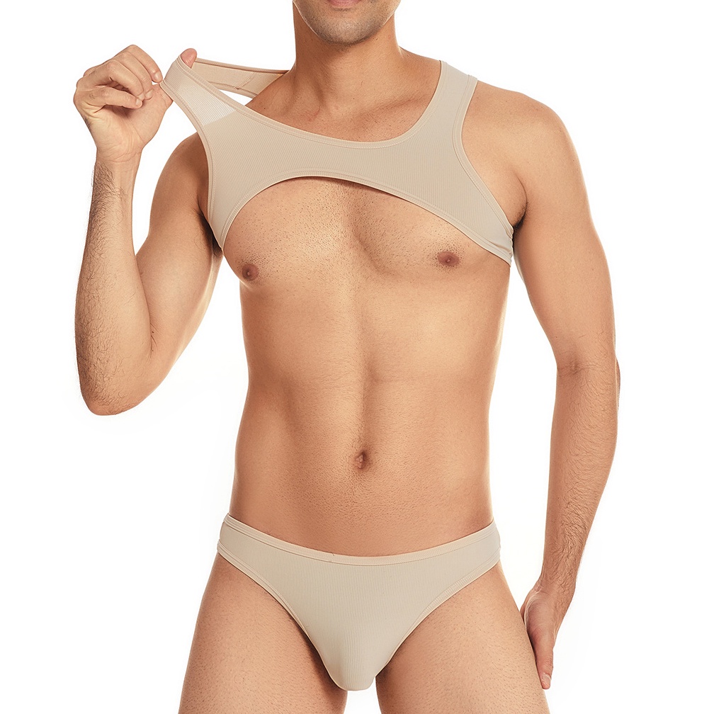 Mens Harness Tanks Tops Underwear Gay Sexy Stage Dance Showwear Male Lingerie Vest Sheer Briefs Unde