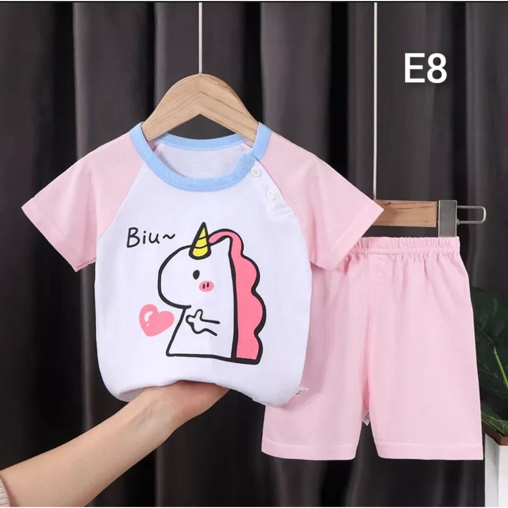 SETELAN BAJU ANAK PEREMPUAN UNICORN RAGLAN UNTUK USIA 2-10 TAHUN BISA COD