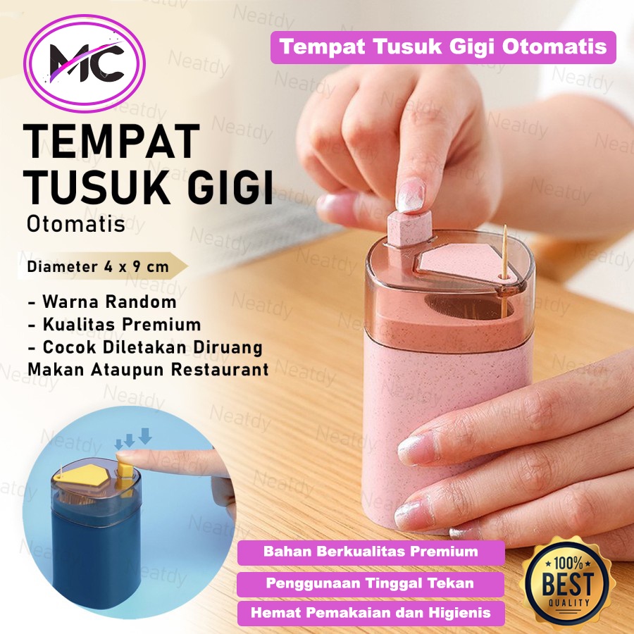 Tempat Tusuk Gigi Otomatis Travel Wadah Tusuk Gigi Automatic Toothpick Holder  Peyimpanan Kotak Dispenser Tombol Pencet