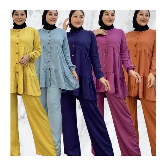 ONE SET WANITA / setelan pamela/ setelan rayon premium/ setelan rayon twill/ setelan wanita terbaru