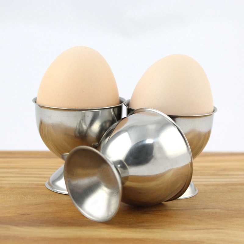 Set Holder Telur Rebus Bahan Stainless Steel Dengan 4 Cup