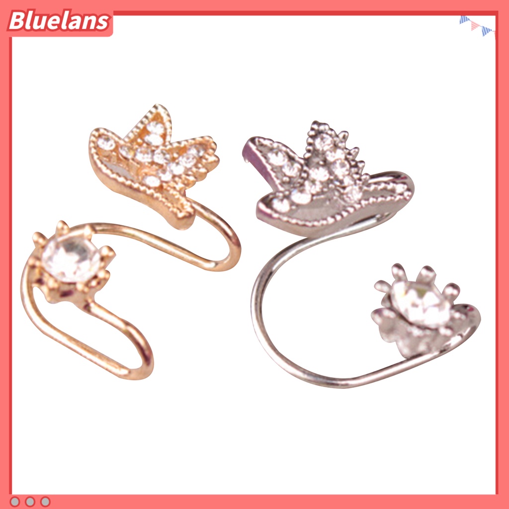 Bluelans 1 Pc Earrings Brid Shape Design Non-piercing Alloy Rhinestones Inlaid Ear Clip for Women