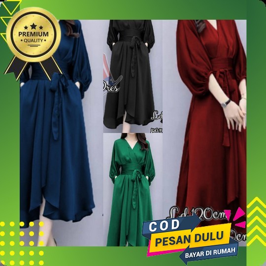 Midi Dress Brukat Scuba Import Murah Dres Pesta Baju Ke Gereja Baju Natal Jjj 18611 Dres Natal Wanit