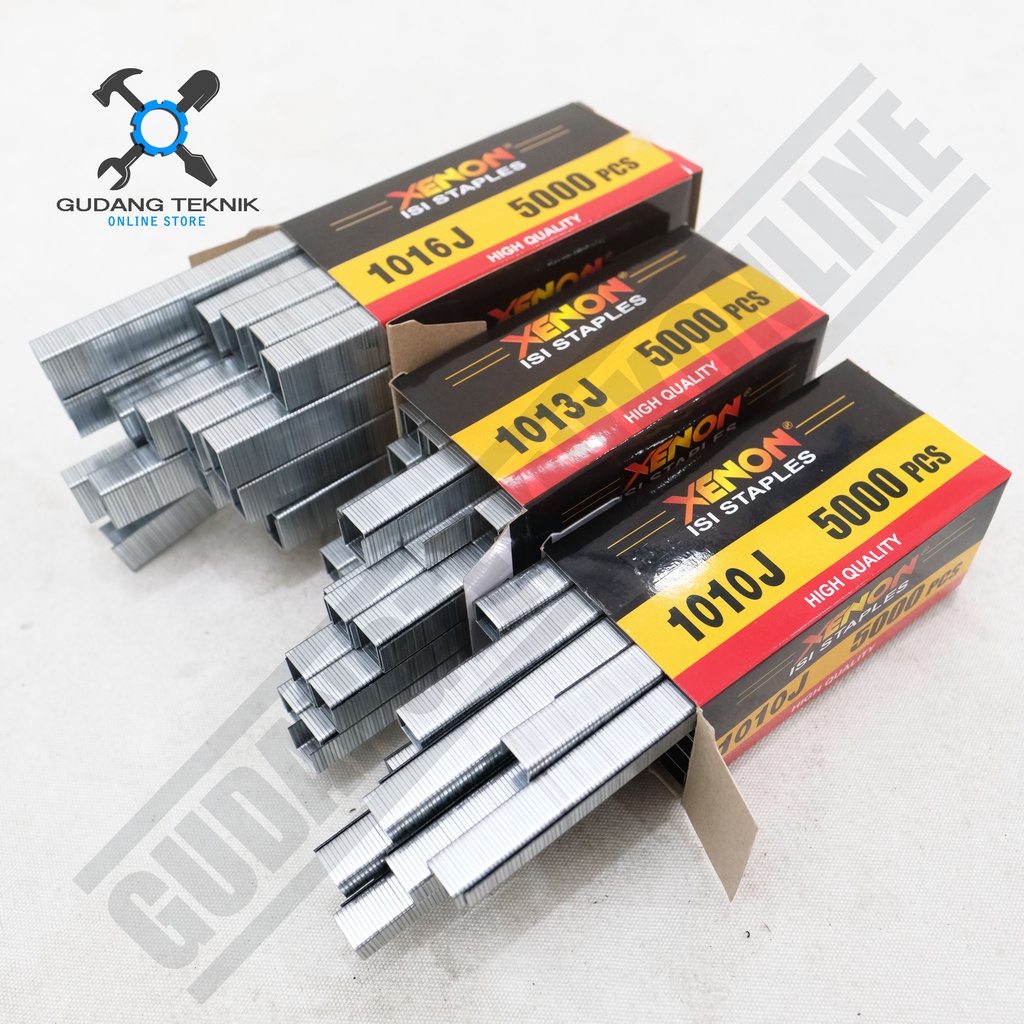 Isi Ulang Straples Staples Stapler Mesin Paku Tembak isi 5000 Pcs 1006J 1008J 1010J 1013J 1016J XENON / Reffil Air Nailer Stapler Gun 1006 J 1008 J 1010 J 1013 J 1016 J XENON