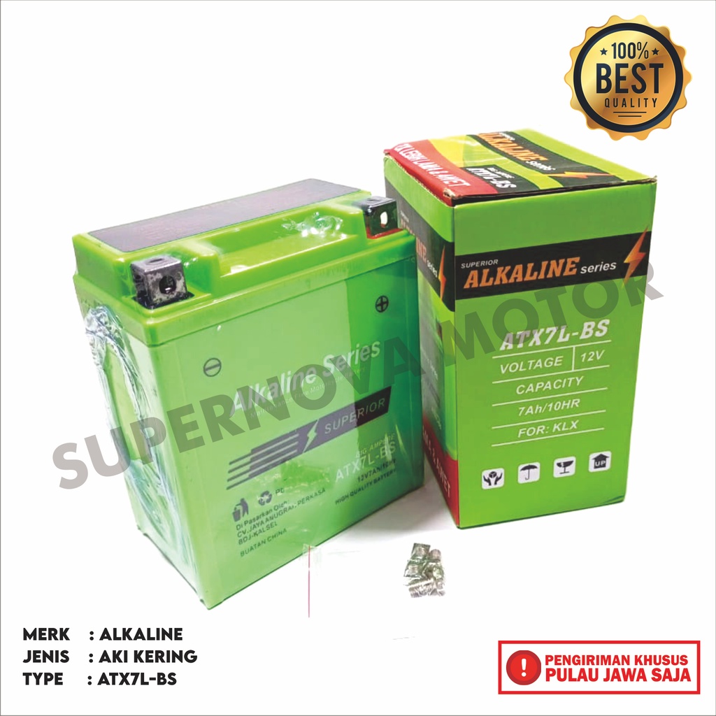 Jual AKI KERING KLX ATX7L-BS ALKALINE SERIES 12V 7AH 10HR AKI MOTOR