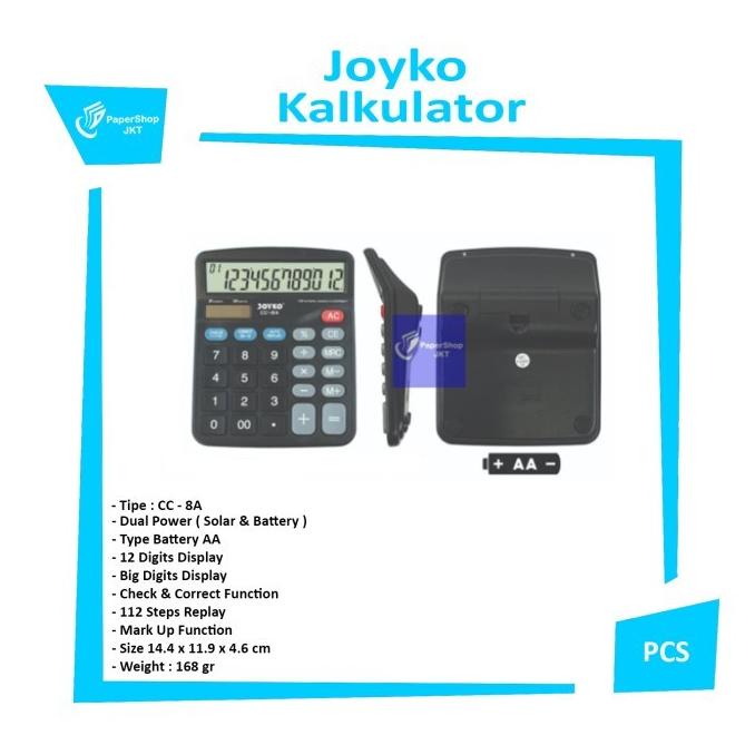 

[COD] JOYKO - Calculator CC 8A - Kalkulator 12 Digits BIG SALE Kode 524