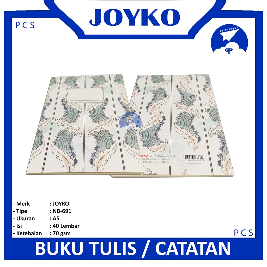 

JOYKO Notebook NB - 691 - Classical Pattern - Buku Catatan Bergaris - Pcs