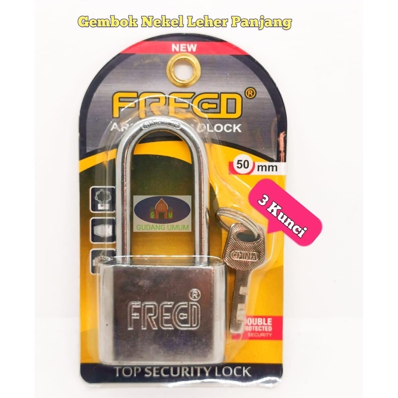 Gembok nekel leher panjang freed armored padlock