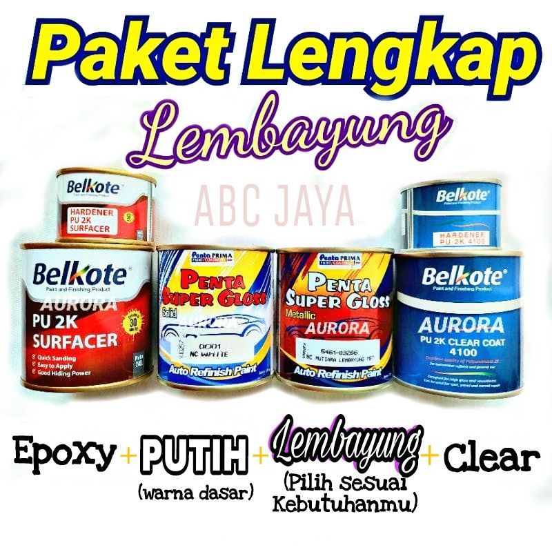 PAKET LENGKAP Belkote Epoxy + Penta Super Gloss White Putih + Lembayung (Merah - Gold - Hijau - Biru