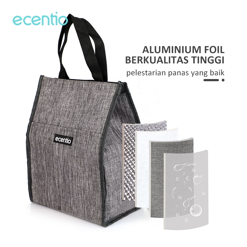 ecentio Lunch Cooler Bag Tas Bekal Tas Tote/Portable Kotak Makan lunch bag/tas/penyimpan suhu panas