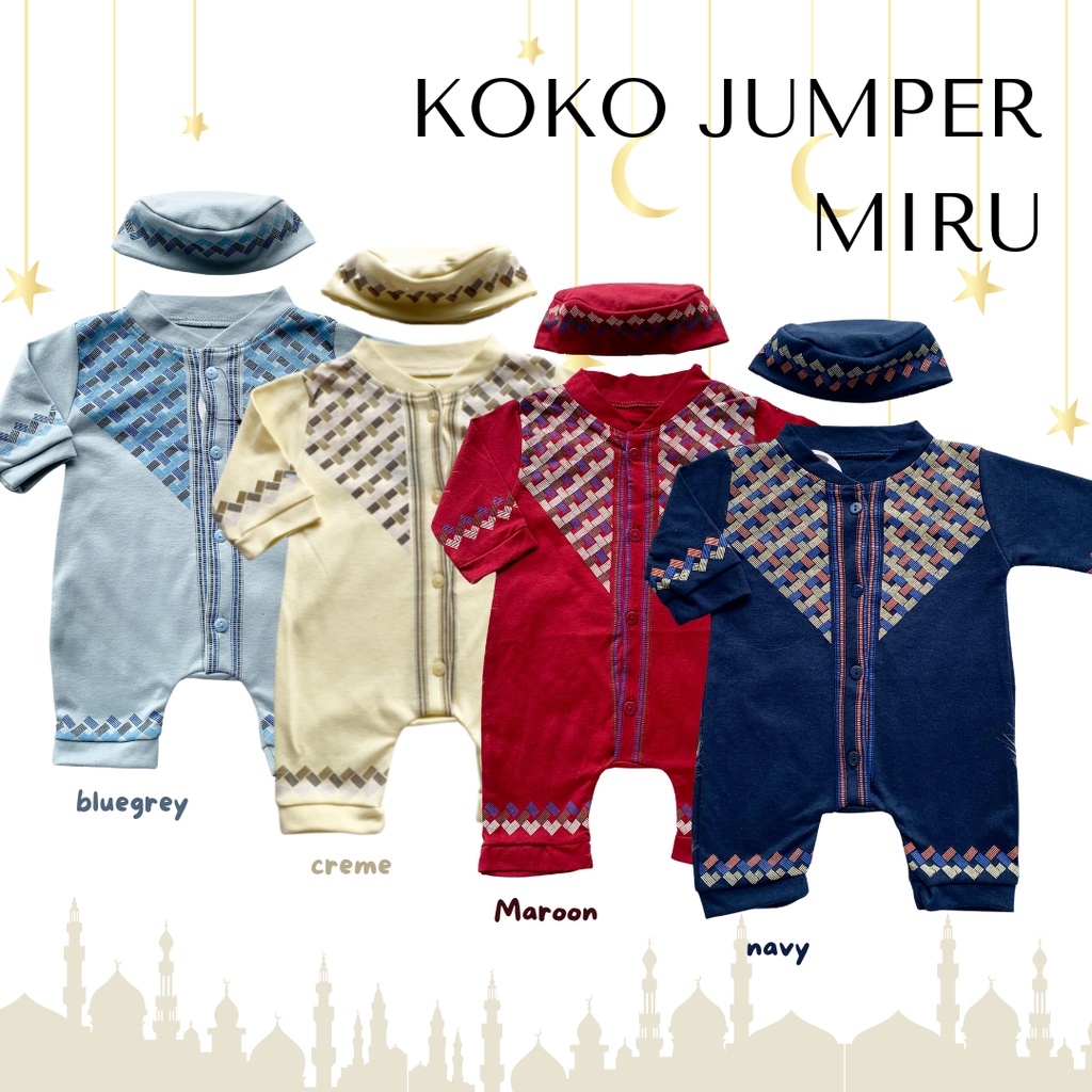 baju koko bayi anak laki laki baju koko newborn Koko jumper baju muslim anak bayi newborn 0-12 bulan MIRU ABBY ABID EL baju koko bayi anak cowo balita aqiqah