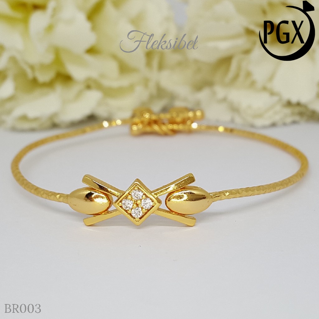 PGX Gelang Bangle Fleksibel Perhiasan Xuping Lapis Emas - BR003