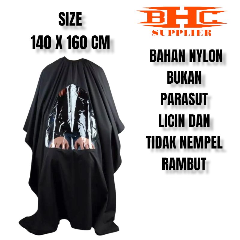 KAIN KIP HITAM TRANSPARAN BARBER CAPE UNTUK PANGKAS RAMBUT SALON DAN BARBERSHOP