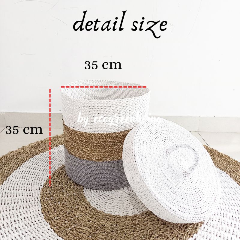 Laundry Basket / Basket Laundry Seagrass with Cap / Tas / Keranjang Laundry Seagrass