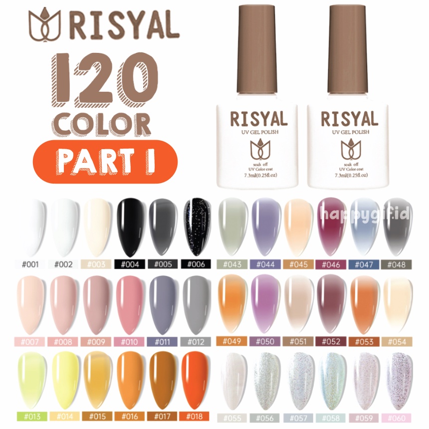 (1-40) RISYAL Cat Kuku Kutek Soak Off Gel Halal UV Polish 7.5 ml KU036