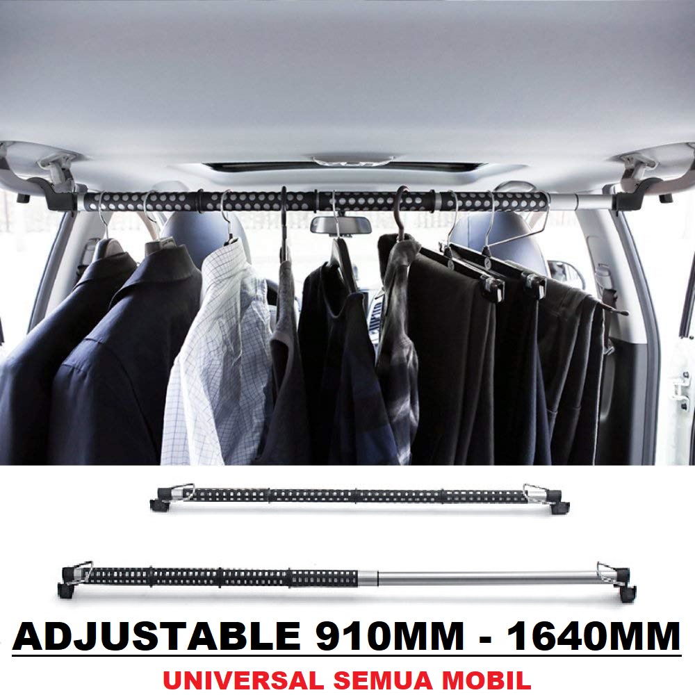 Bar Gantungan Baju Pakaian Jas Mobil Gantung Handgrip Car Hanger Expandable Clothes Teleskopik PREMIUM Panjang Pendek UNIVERSAL