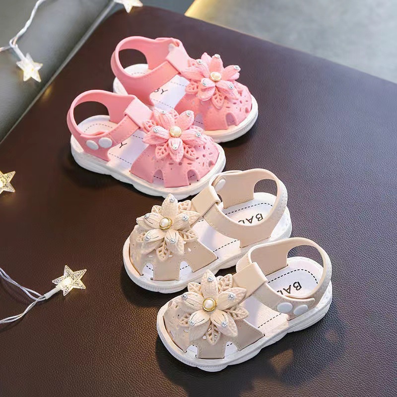 TOPGROSIR LV0171 Sandal Anak Import Motif Bunga Mutiara/ Fashion Anak Bahan Jelly